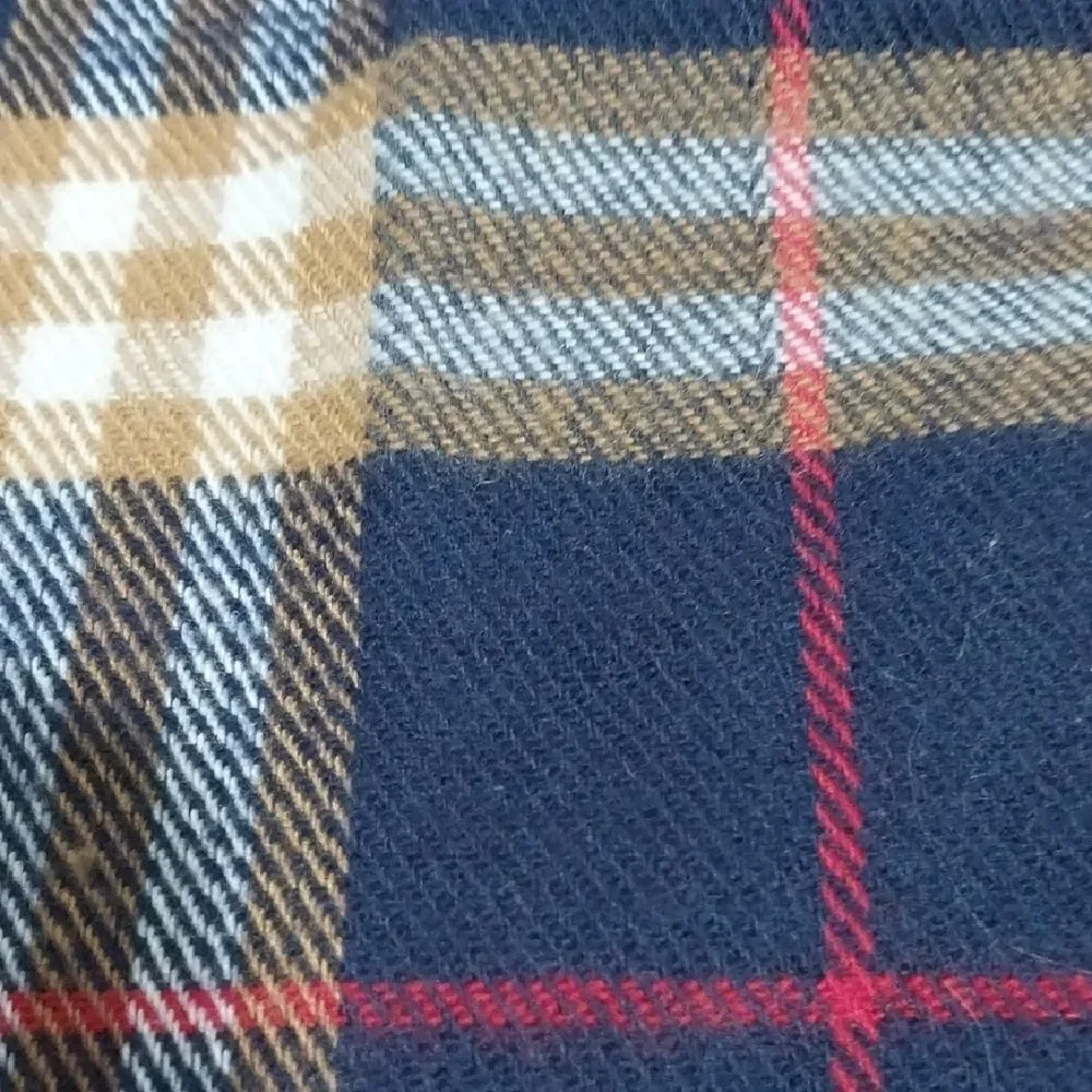 Unisex Plaid Cashmere Scarf - Navy and Brown